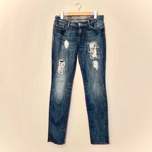 Vintage Y2K Guess by Marciano Bedazzled Distressed Skinny Jeans – Size 28 EUC